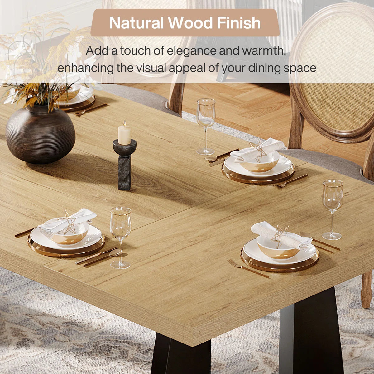 Wooden dining table for 6 to 8 people in wood, 70.8 in