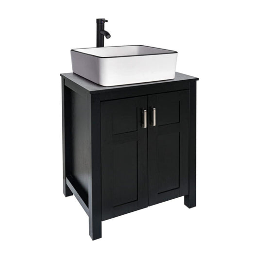 Vasque rectangulaire moderne en céramique blanche avec robinet