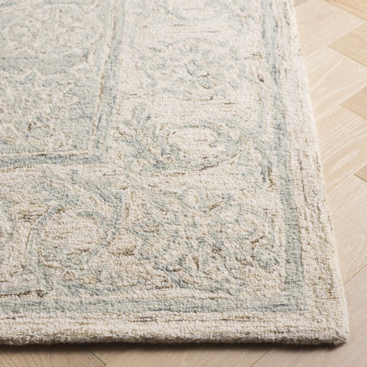 Lounette Hand Tufted Wool Cotton Floral Rug in Light Blue/Beige (4x6)