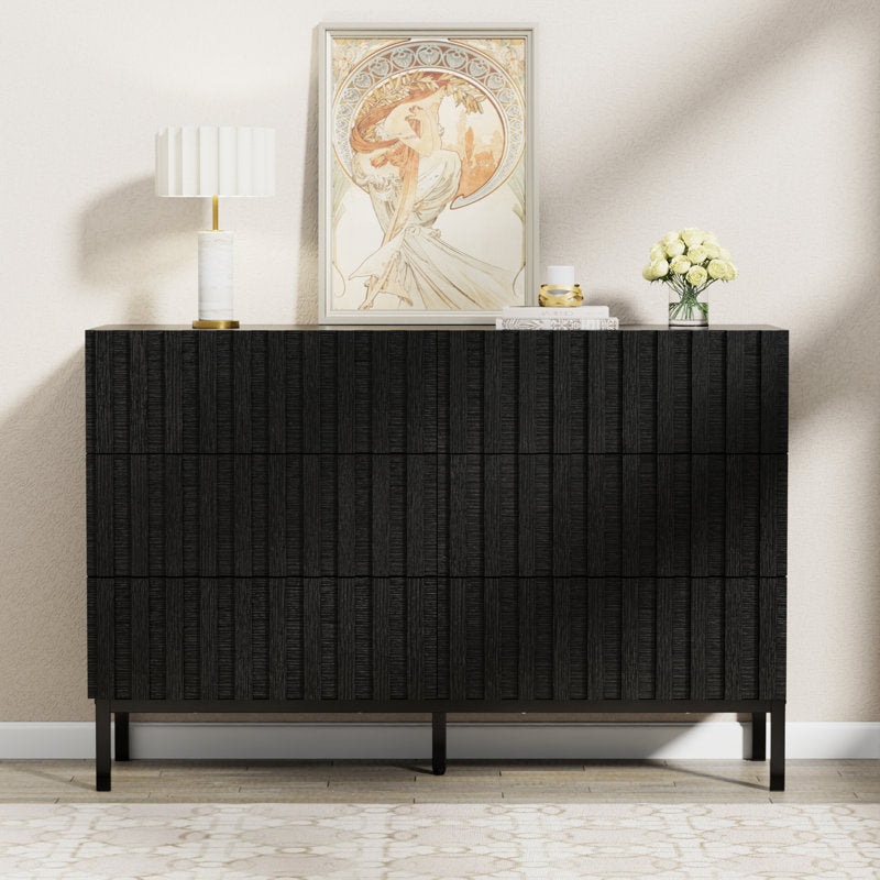 Endress 6 Drawer 43.3" W Double Dresser ( BLACK )