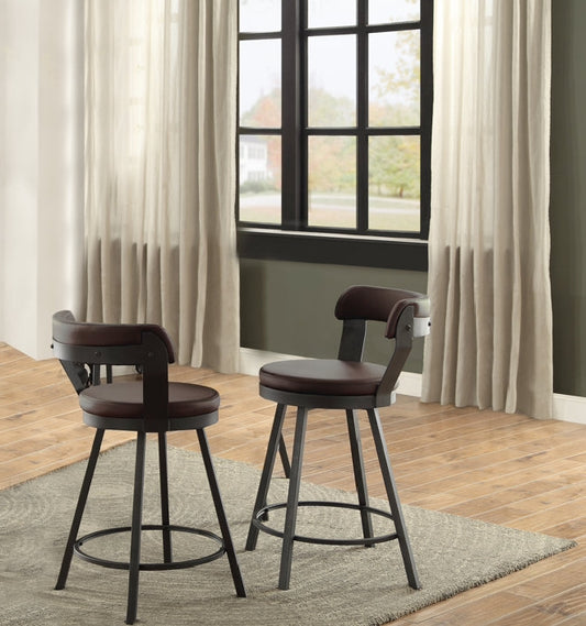 24” Laub Swivel Upholstered Counter Stool (Set of 2)