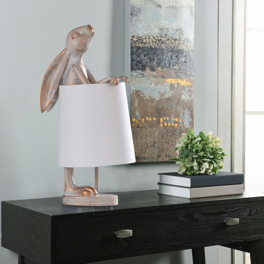Lampe de table Malta 23" blanc cendré/cuivre clair