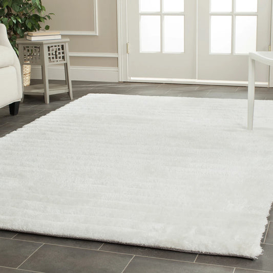 Wyler Hand-Tufted High Pile Solid White Colour Rug 6ft x 6ft