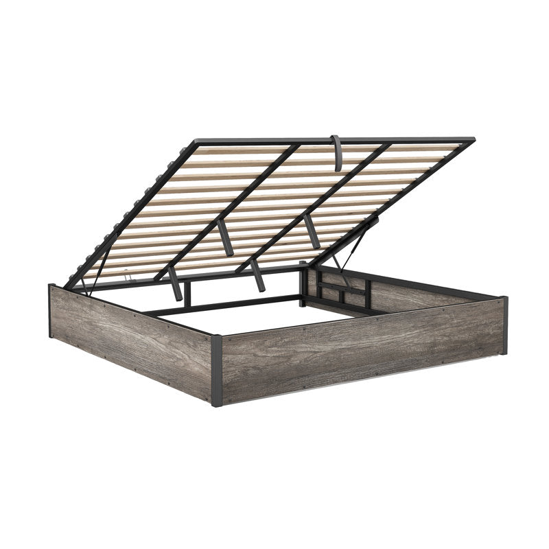 Shila Lift Up Storage Bed King Grey