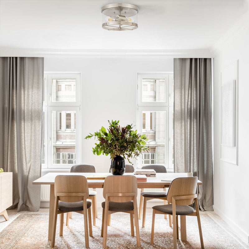 Bradlay 2-Light Flush Mount Clear Glass Ceiling Light with Metal Frame BRUSHED NICKEL