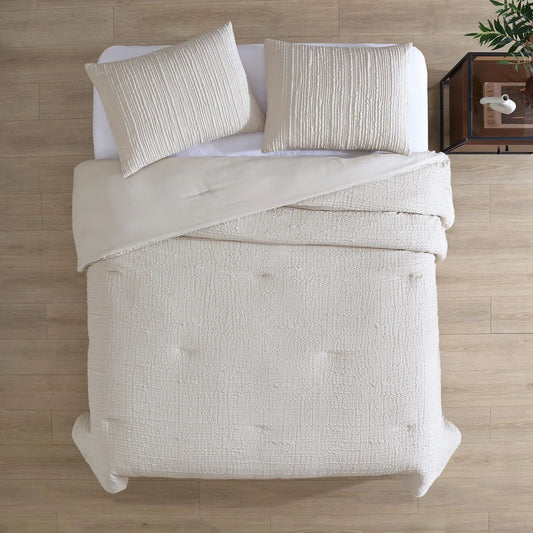 Kenneth Cole Serenity Wavy Lines Beige Comforter Set