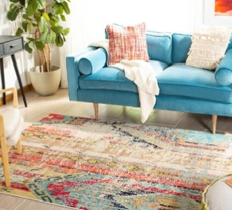 Cressey Looped/Hooked Blue Rug 8ftx10ft