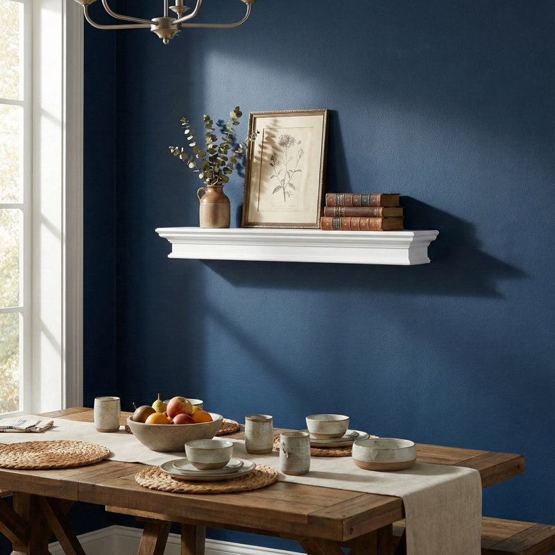 Solid Wood Floating Shelf White Color