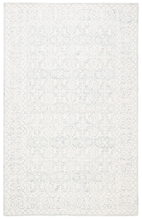 Tapis oriental Pezanetti en laine tuftée faite main, gris/ivoire. 122 x 183 cm.