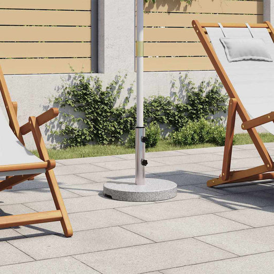 Pied de parasol rond de 20 kg avec poignées, plaque en granit, tuyau en acier inoxydable, granit gris 40 cm x 36,5 cm
