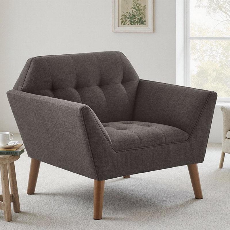 Newport 37" Wide Tufted Upholstered Armchair with Tapered Legs