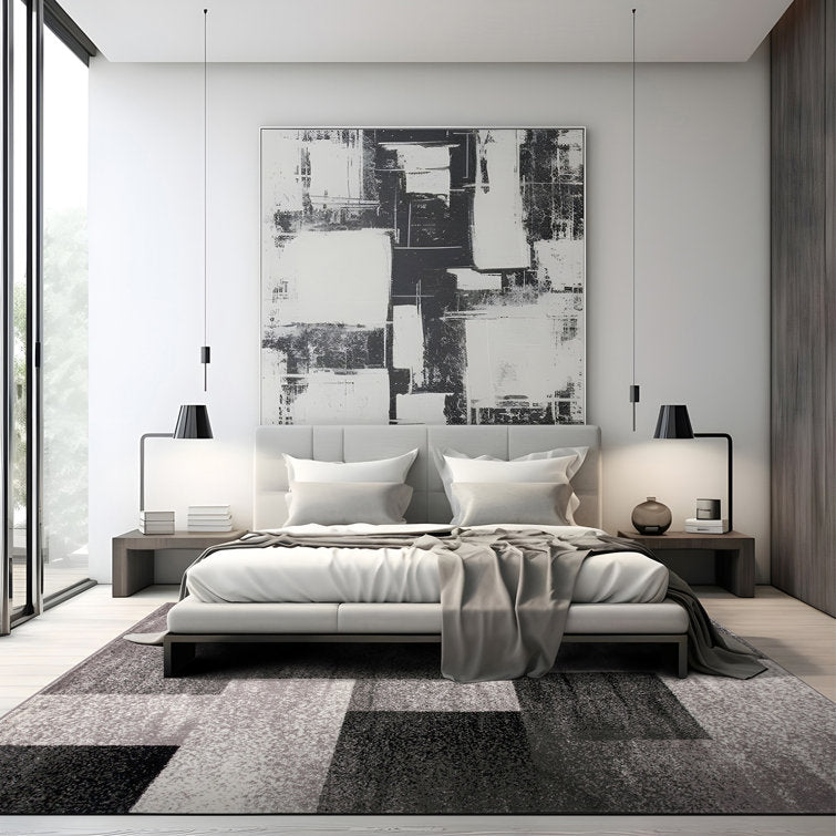 Damarus Geometric Gray/Ivory/Black Area Rug