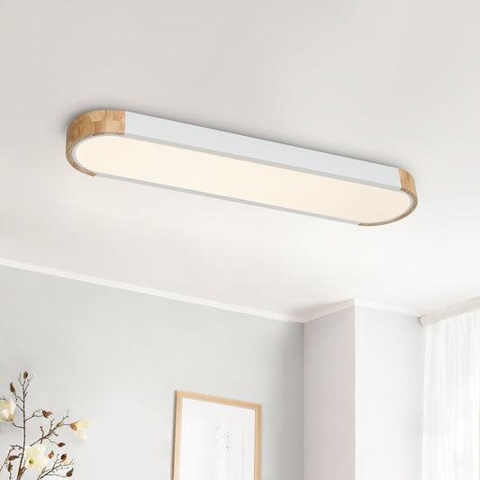 Nouria 1 - Light 37.4'' Simple Rectangle LED Flush Mount (White and Oak)