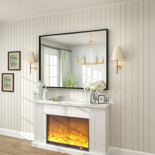 Aevar High-Strength Tempered Glass and Aluminum Alloy Framed French Cleat Mounted Wall Mirror 40" x 36"