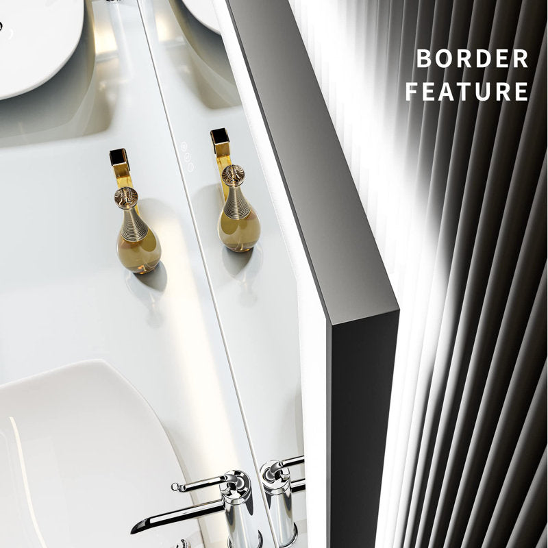 Aevar Space Aluminum Framed Front & Back LED Lighted Anti-fog Tempered Glass Bathroom/ Vanity Mirror 44x36