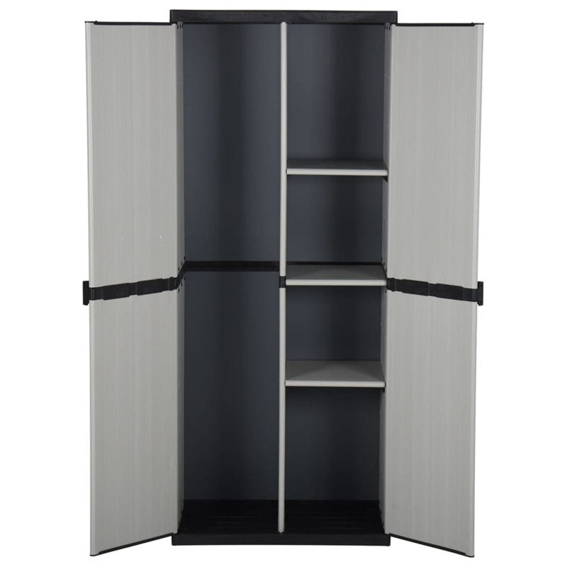 Garden cabinet vidaXL gray and medium black in PVC and PP (polypropylene) 26.8 in x 15.7 in x 66.1 in