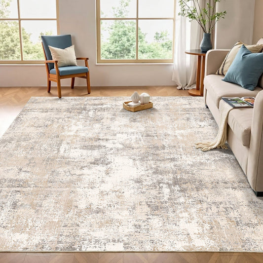 Elroy Machine-Washable Abstract Rug With Non-Slip Rubber Backing