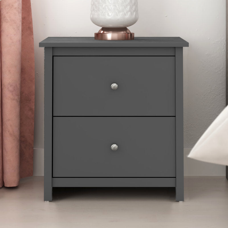 Isenbert 21.9" 2 Drawer Nightstand GRAPHITE GREY