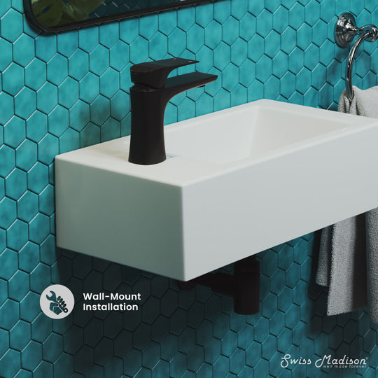 Voltaire Rectangular Wall Hung Sink with Left Side Faucet Mount