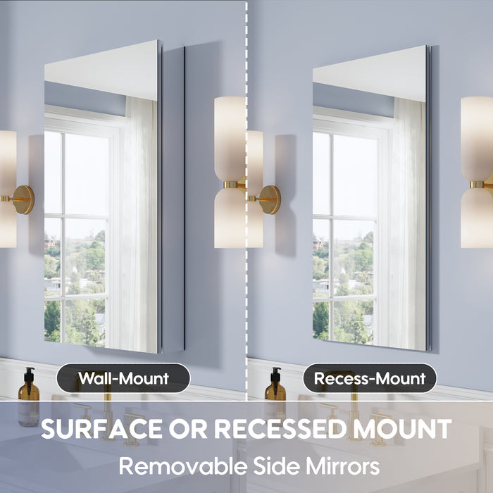 20 X 30 Inch Medicine Cabinet For Bathroom With Mirror Rectangular Aluminum Bathroom Mirror Cabinet Recessed Or Surface Mount Bathroom Vanity Mirror Cabinet With Adjustable Shelf