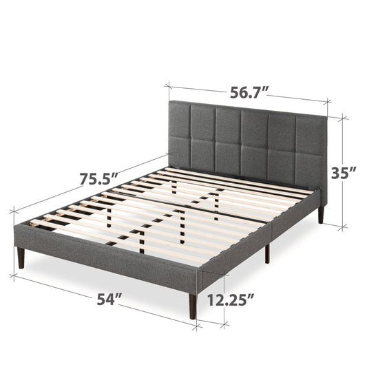 Suhavi Contemporary Modern Tufted Upholstered Platform Bed (Full Size) Dark Grey