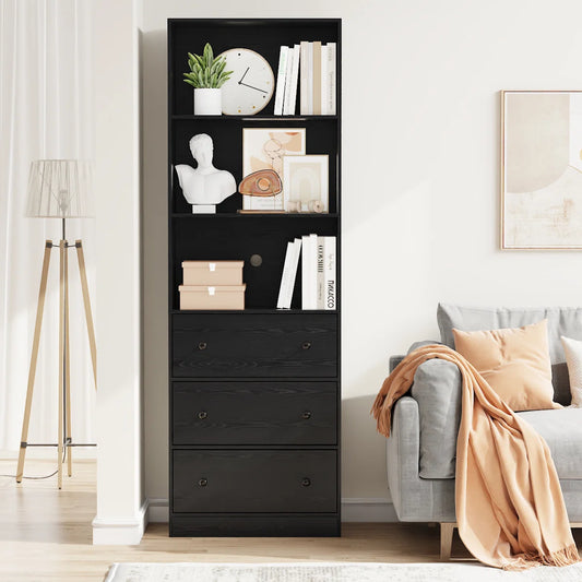 70.9'' H X 23.6'' W Standard Bookcase Cabinet with 2 Open Shelves and 3 Drawers