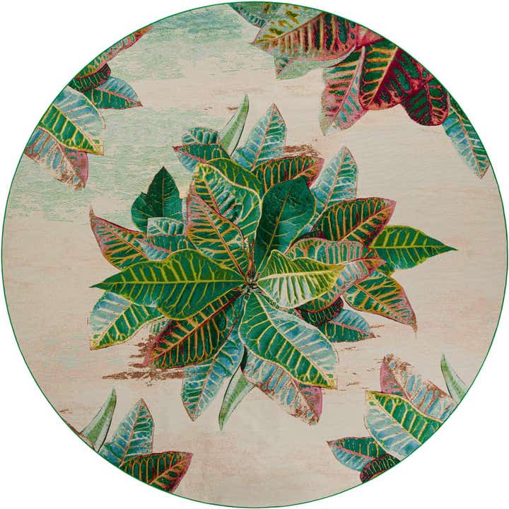 Firman Washable Floral Indoor / Outdoor Rug 10' Round