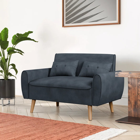 Arlander 47.5"" Rolled Arm Loveseat (Black) Charcoalish