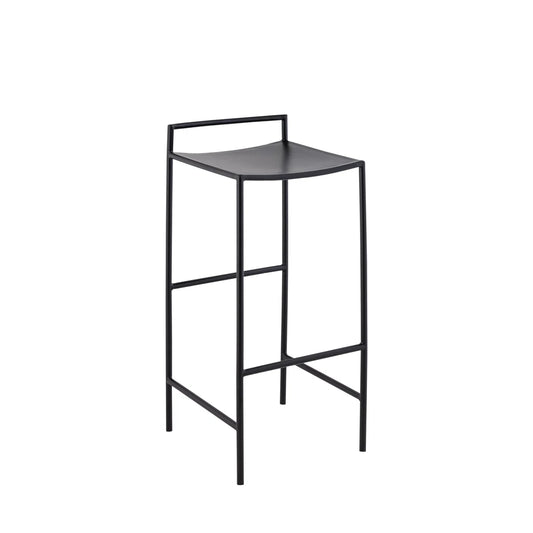 30" Coastal Contemporary Iron Saddle-Seat Low-Back Bar Stool with Foot Rest