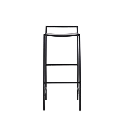 30" Coastal Contemporary Iron Saddle-Seat Low-Back Bar Stool with Foot Rest