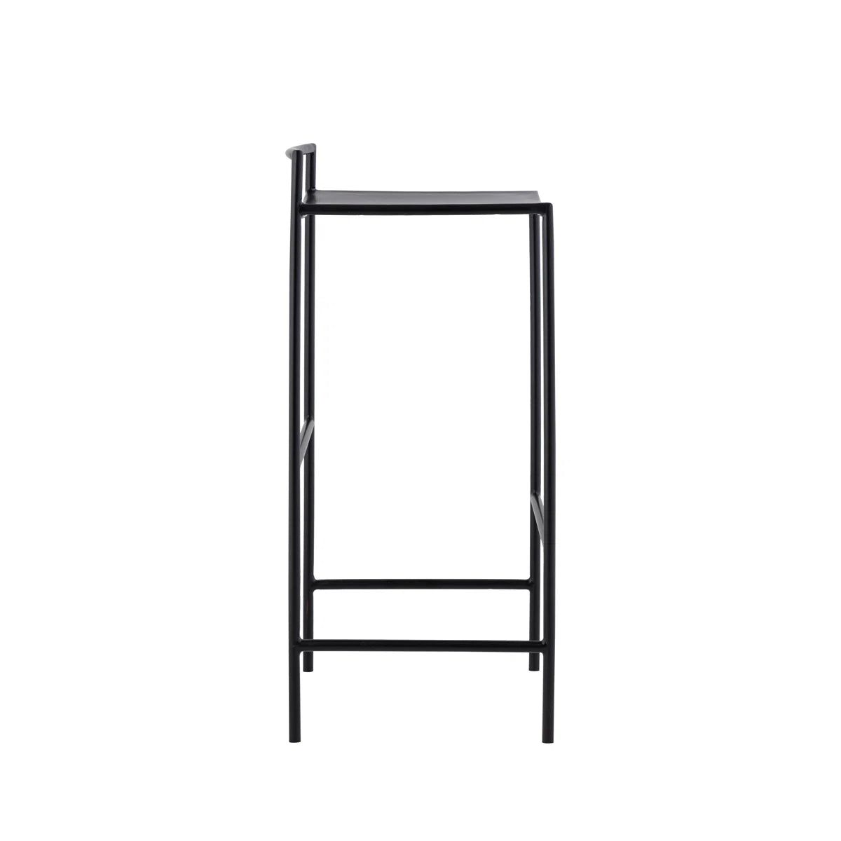 30" Coastal Contemporary Iron Saddle-Seat Low-Back Bar Stool with Foot Rest