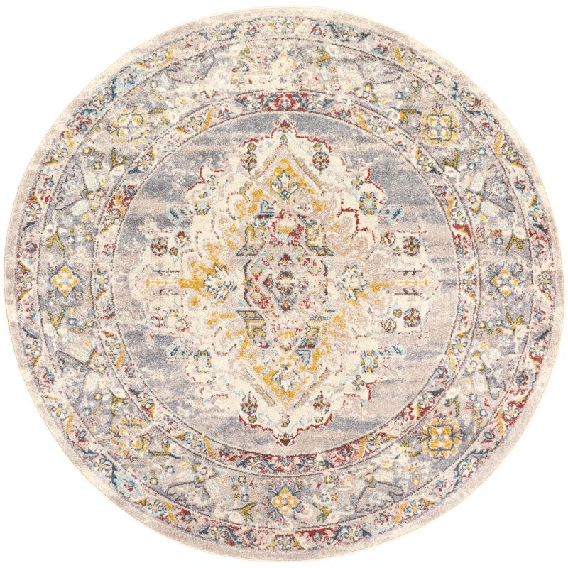 Flatiron Oriental Grey Area Rug ROUND 6’7”