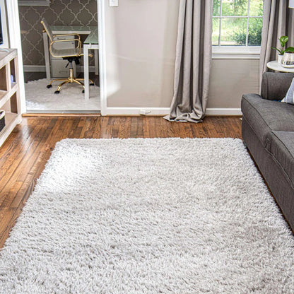 Carolyon Shag Grey/White Area Rug 8x10