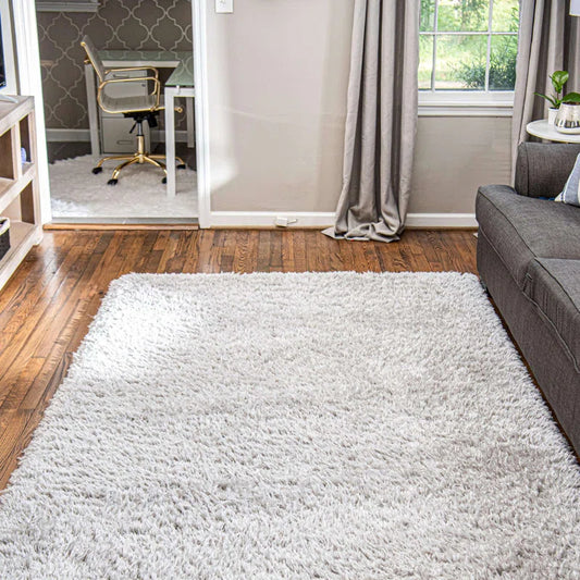 Carolyon Shag Grey/White Area Rug 8x10