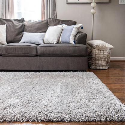 Carolyon Shag Grey/White Area Rug 8x10