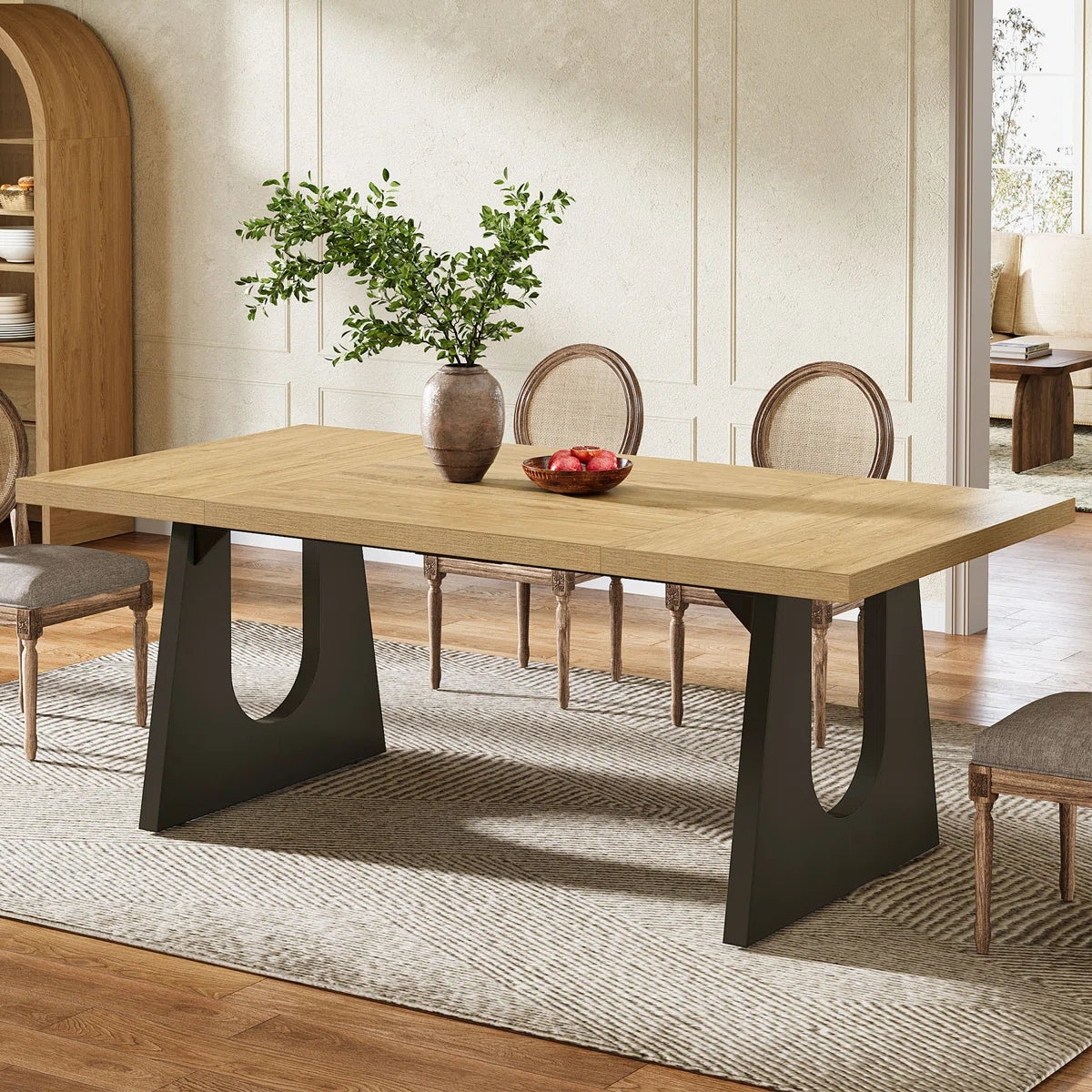 Wooden dining table for 6 to 8 people in wood, 70.8 in