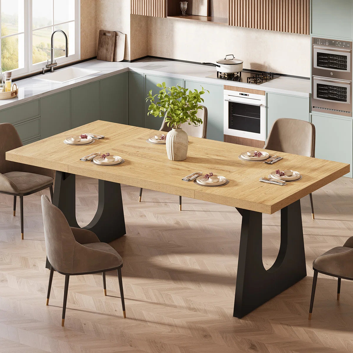 Wooden dining table for 6 to 8 people in wood, 70.8 in