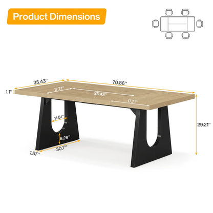 Wooden dining table for 6 to 8 people in wood, 70.8 in