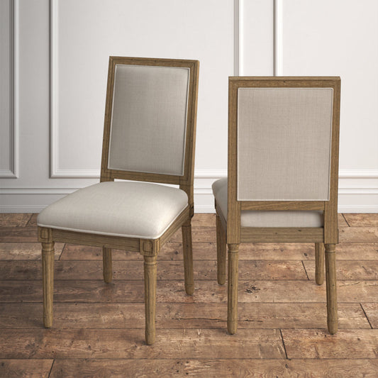 Chaise d'appoint Libretto en lin et bois massif (lot de 2)