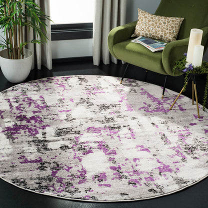 Jeter Abstract Gray/Purple Area Rug 8 ft Round