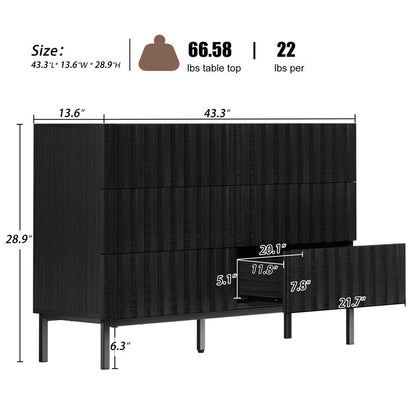 Endress 6 Drawer 43.3" W Double Dresser ( BLACK )