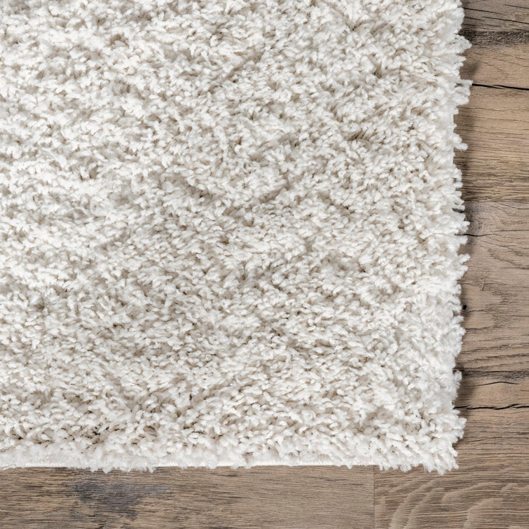 Solid Runner Shag Rug for Living Room Bedroom Dining Room Nursery Entryway Hallway, Off White 4 x 6