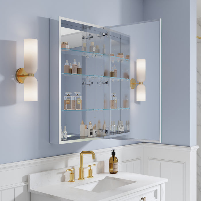 20 X 30 Inch Medicine Cabinet For Bathroom With Mirror Rectangular Aluminum Bathroom Mirror Cabinet Recessed Or Surface Mount Bathroom Vanity Mirror Cabinet With Adjustable Shelf
