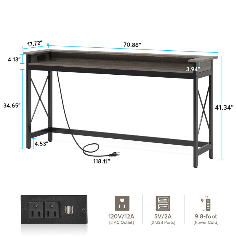 71 inches Console Table with Charging Ports