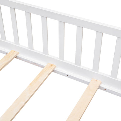 Lit plateforme Finka pour enfants avec barrière et porte (lit Queen en chêne blanc)