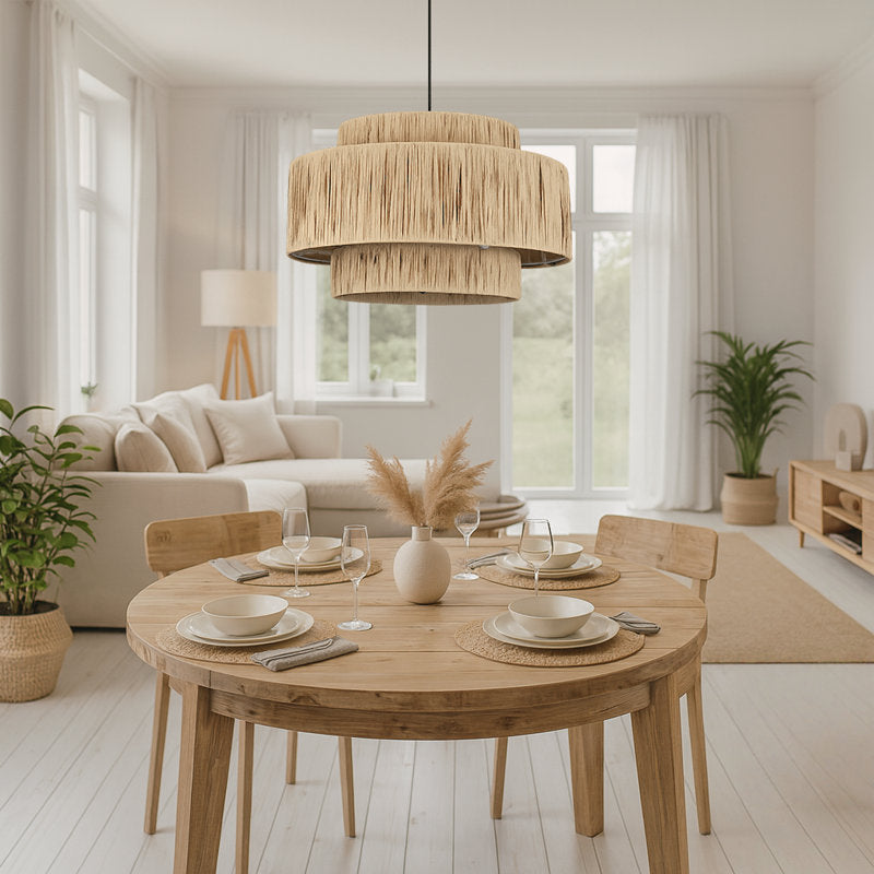 Lustre tambour à 3 lumières avec accents en fer forgé