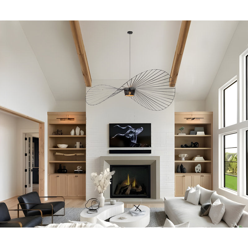 Lustre Vertigo à sangle géométrique de 78,8 pouces de large, noir