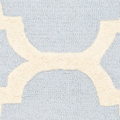 Cannen Geometric Handmade Tufted Wool Light Blue/Ivory Area Rug 3 x 5 ft