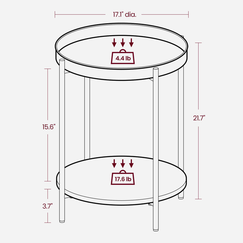 Kappel Steel Tray Top End Black Table with Storage