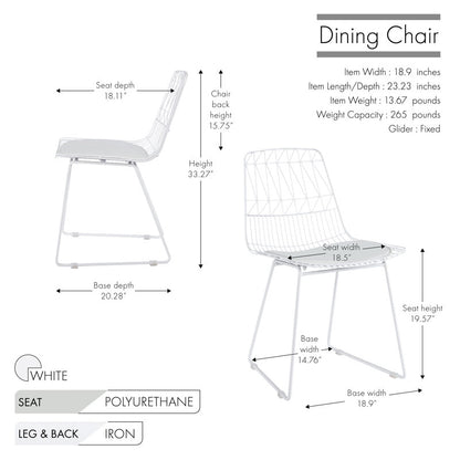 Metal Dining Chair with PU Leather Seat Pad ( set of 2 )